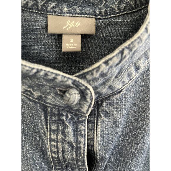 Vintage JJill Women S Denim Stonewash Shirt Mandarin Collar/Style Boho Western - Picture 2 of 5